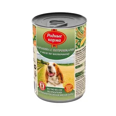 Купить Родные корма консервы для собак, баранина с потрошками в желе по-восточному