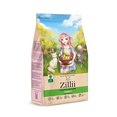 Купить zilli сухой корм для взрослых кошек с чувствительным пищеварением, индейка
