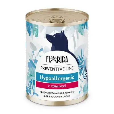 Купить florida preventive line консервы hypoallergenic для собак "Гипоалергенные" с кониной