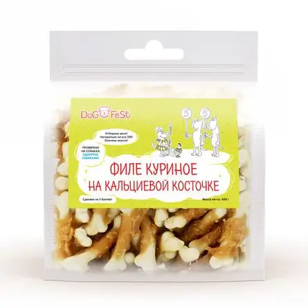 Купить dog fest лакомство для собак Филе куриное на кальциевой косточке