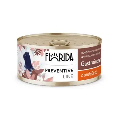 Купить florida preventive line консервы gastrointestinal для кошек "Поддержание здоровья пищеварительной системы" с индейкой