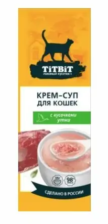 Купить titbit Лакомства для кошек крем-суп с кусочками утки