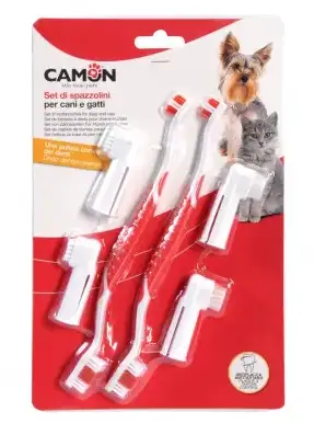 Купить camon щетка зубная двойная для кошек и собак, набор
