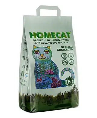 Homecat Лесная свежесть древесный наполнитель для кошек мелкие гранулы