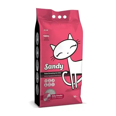 Купить sandy комкующийся наполнитель для кошек с ароматом детской присыпки