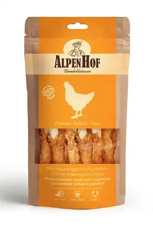 Купить alpenhof лакомство для мелких собак и щенков Жевательные палочки с курицей