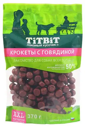 Купить titbit лакомство для собак крокеты с говядиной xxl