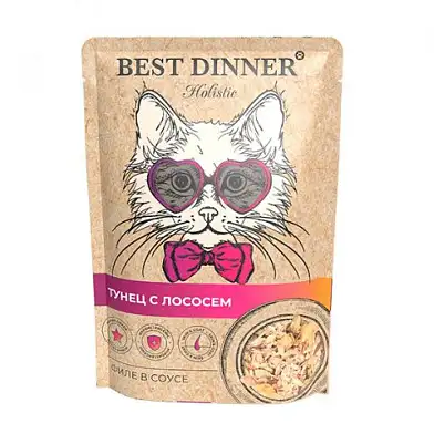 Best Dinner Holistic влажный корм для кошек с тунцом и лососем в соусе (пауч)
