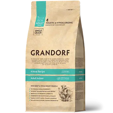 Купить grandorf сухой низкозерновой корм для домашних кошек с пробиотиками 