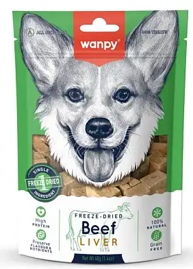 Wanpy Dog сублимированное лакомство для собак с говядиной и печенью