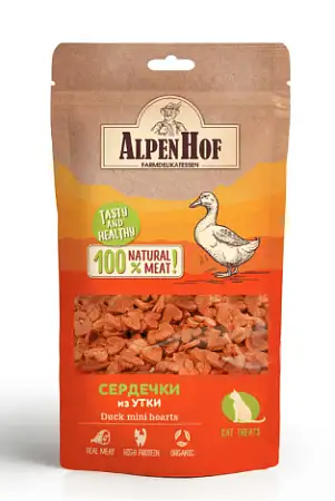 Купить alpenhof лакомство для кошек сердечки из утки