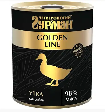 Четвероногий гурман Golden line консервы для собак с натуральной уткой в желе