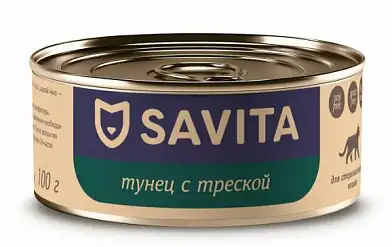 SAVITA консервы Для стерилизованных кошек Тунец и Треска
