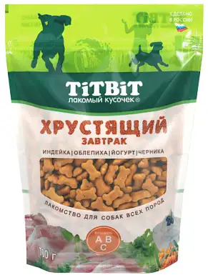 TiTBiT лакомство для собак завтрак хрустящий с индейкой