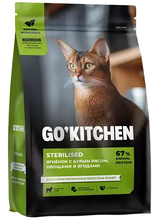 Купить go'kitchen Сухой корм для стерилизованных кошек с ягненком и бурым рисом, sterilised lamb