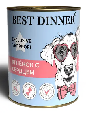 Best Dinner Vet Profi Gastro Intestinal консервы для взрослых собак и щенков с 6 месяцев для профилактики болезней ЖКТ с ягненком и сердцем