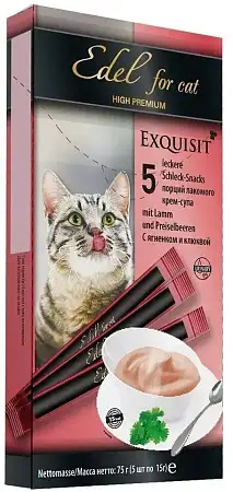 Купить edel cat Лакомства для кошек крем-суп, с ягненком и клюквой, профилактика МКБ