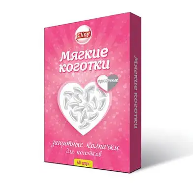 Cliny колпачки на когти для кошек "Мягкие коготки", прозрачные