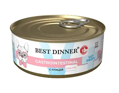 Best Dinner Vet Profi Gastrointestinal Low Fat консервы для собак с птицей