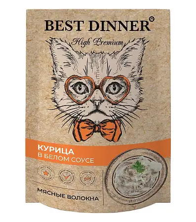 Купить best dinner high premium влажный корм для кошек и котят Курица в белом соусе (пауч)