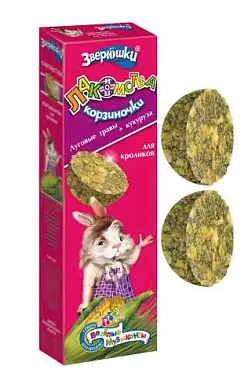 ЗООМИР "Зверюшки" Лакомство для кроликов корзиночки, луговые травы и кукуруза
