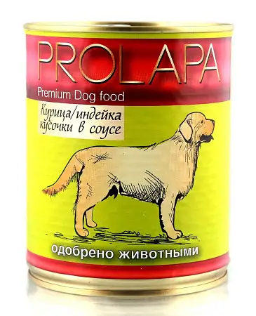 Купить prolapa premium консервы для собак с курицей и индейкой кусочки в соусе