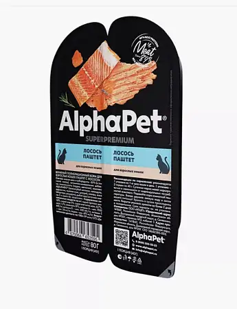 Купить alphapet superpremium влажный корм для кошек с лососем, в ламистерах