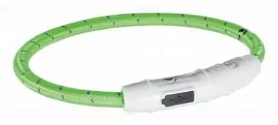 СКИДКА Trixie мигающий ошейник USB нейлон для собак, зелёный