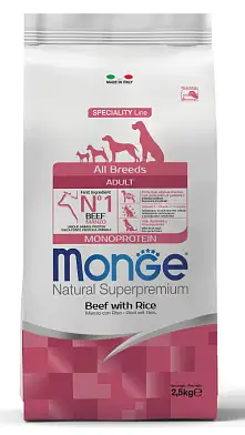 Monge Dog Speciality Line Monoprotein All Breeds Beef and Rice сухой корм для взрослых собак всех пород из говядины с рисом