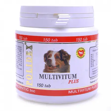 Купить polidex multivitum plus пмультивитаминный комплекс для собак