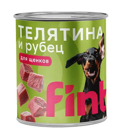Купить fint консервы для щенков крупных пород, с телятиной и рубцом