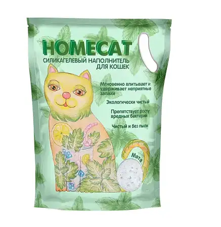 Купить homecat силикагелевый наполнитель для кошек с ароматом Мята