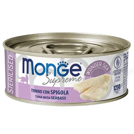Купить monge supreme sterilized консервы для стерилизованных кошек из тунца с морским окунем