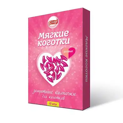 Cliny колпачки на когти для кошек "Мягкие коготки", розовые