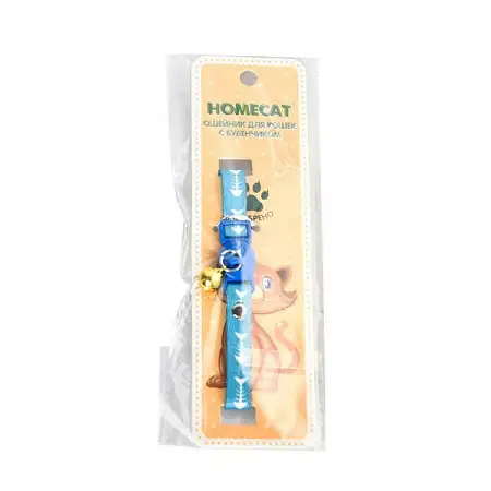 Купить homecat Косточки ошейник для кошек с бубенчиком голубой