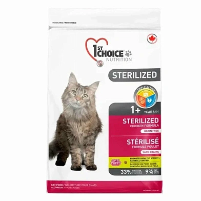 1st Choice Sterilized Сухой корм для кастрированных котов и стерилизованных кошек (с курицей и бататом)