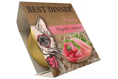 Best Dinner Holistic влажный корм для взрослых и стерилизованных кошек мясные волокна в желе «Индейка с тунцом" (ламистер)
