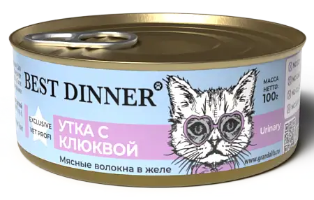 Купить best dinner exclusive vet profi urinary консервы для кастрированных кошек, профилактика МКБ с уткой и клюквой