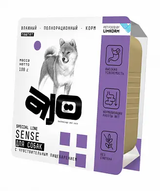 AJO Dog Sense влажный корм для собак с чувствительным пищеварением (ламистер)