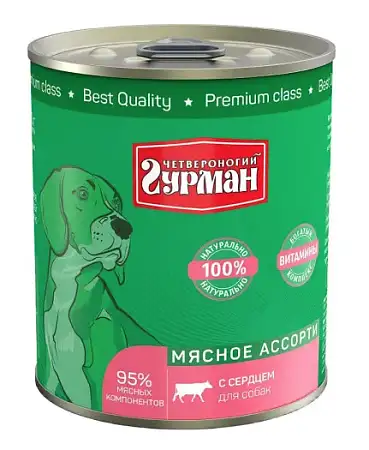 Купить Четвероногий Гурман Мясное ассорти консервы для собак с сердцем